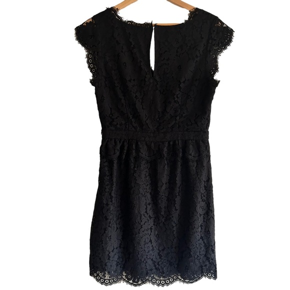 Joie Lebanon Black V-Neck Eyelash Sleeveless Womens Cocktail Lace Dress Size M - Picture 8 of 15